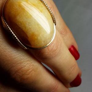 Gold Ring Yellow Stone Statement Ring, Custom Made..