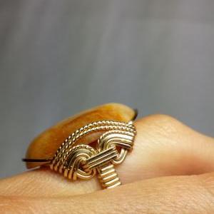 Gold Ring Yellow Stone Statement Ring, Custom Made..