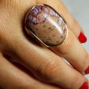 Purple Statement Ring, Nude Stone With Lilac..