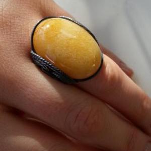 Mango Stone Ring, Mustard Yellow, Natural..