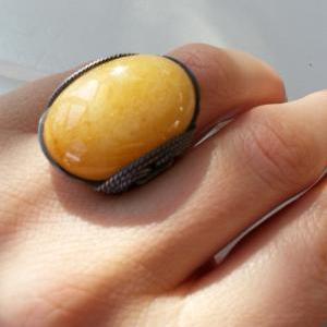 Mango Stone Ring, Mustard Yellow, Natural..