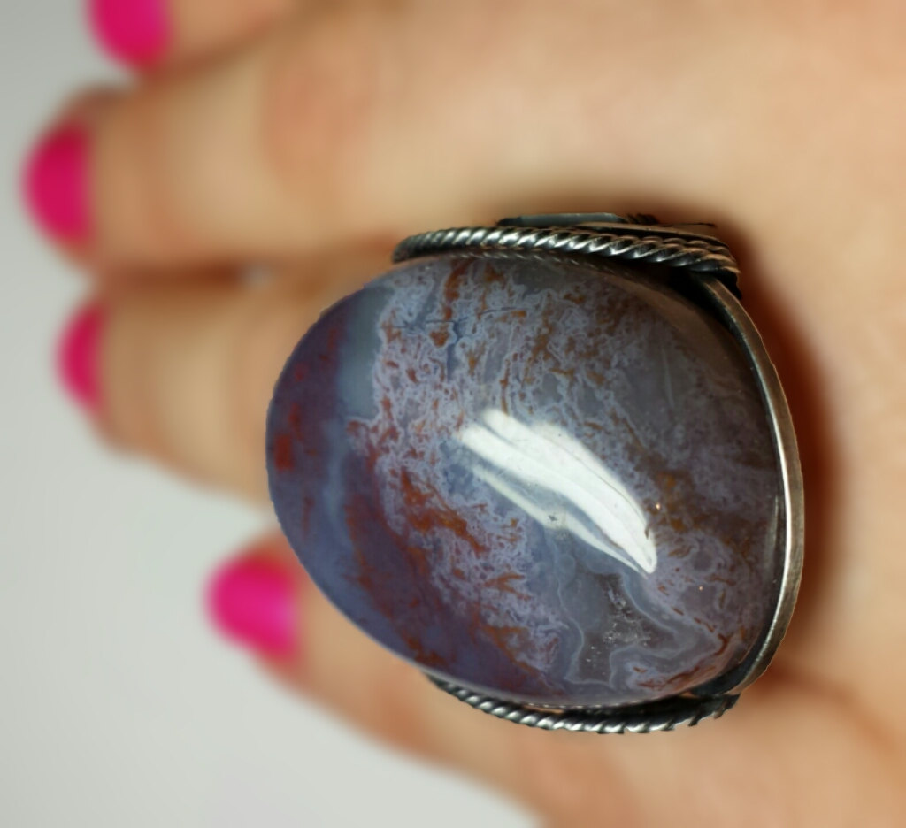 Dusty Purple Ring, Bold Agate Stone, Dark Sterling Silver, Etsy Winter Fashion Hints Of Marsala Wine