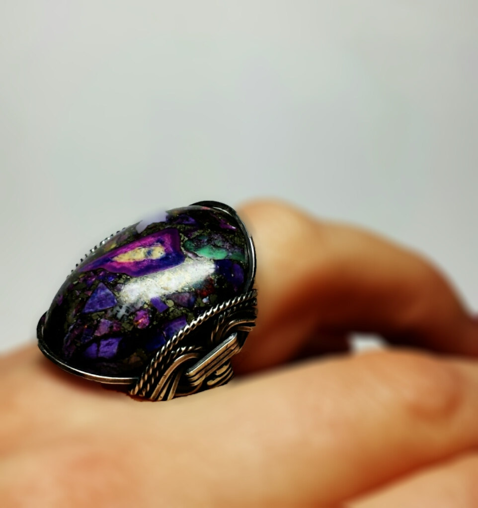 Galaxy Pyrite Ring, The Universe On Your Finger, Dark Sterling Silver